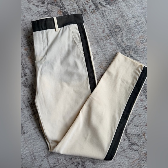 Vince Pants - VINCE Cream and Black Colorblock Stripe Pants